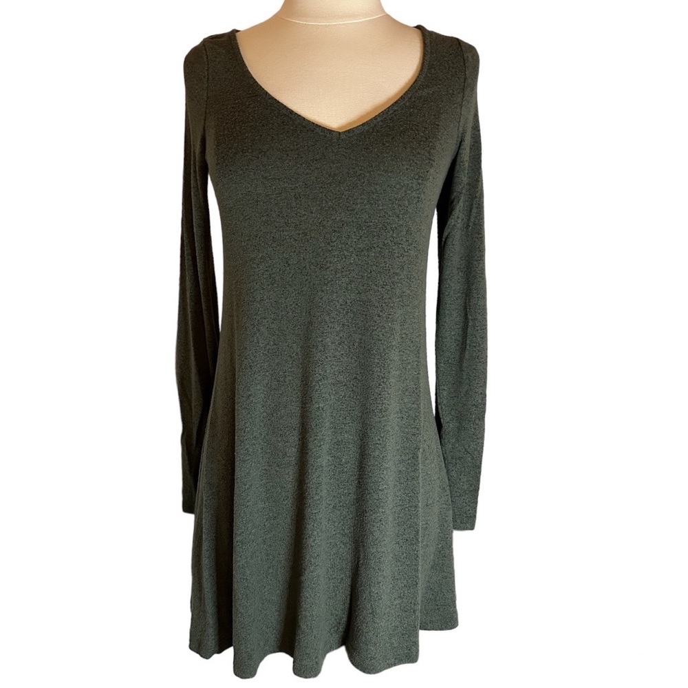 Express army green long sleeve sweater dress